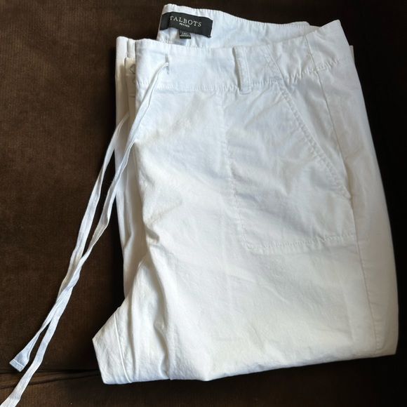 Talbots White Stretch Straight Leg Ankle Cropped Pants High Rise Size 14P - Picture 10 of 13